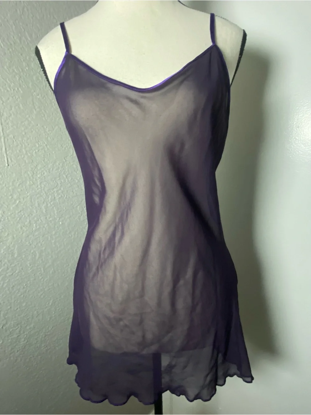 Y2K Sheer Purple Mesh Sarin Trim Slip Size Medium